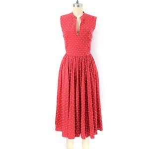 J. Peterman Red Polka Dot Midi Dress